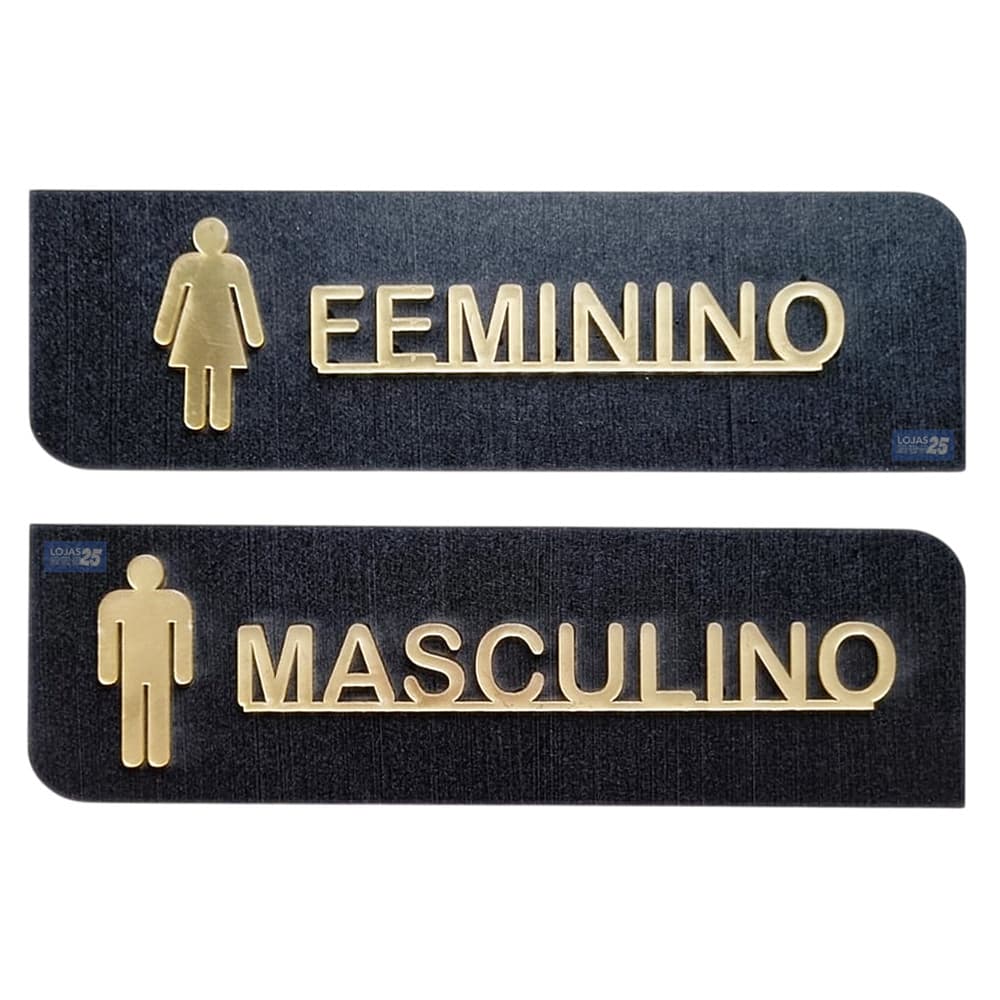 Placa Banheiro c/2u Sinalização Mdf Acrílico Sanitário 6717
