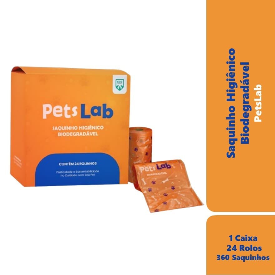 360 Saquinhos Cata Caca Refil Biodegradável - Caixa 24 Rolos PetsLab