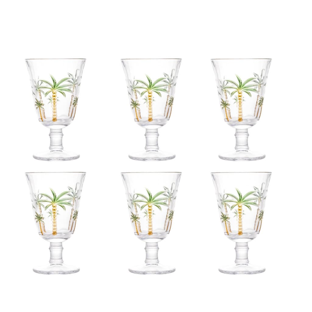 Jogo De 6 Taças De Cristal Lyor 240ml Palm Hand Painting Água Suco Mesa Posta