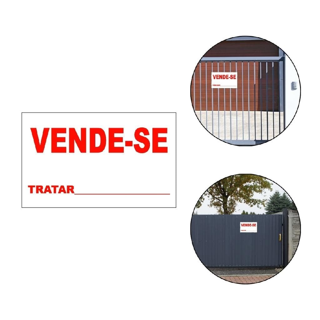 Placa Vende-se Chapa PS Casa Salão Comercial Venda 31x19cm Sinalização Local Venda Informação