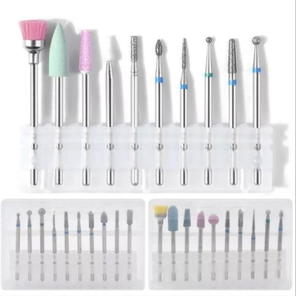 Kit C/10 Brocas Diamantadas Cutilagem Para Manicura Russa