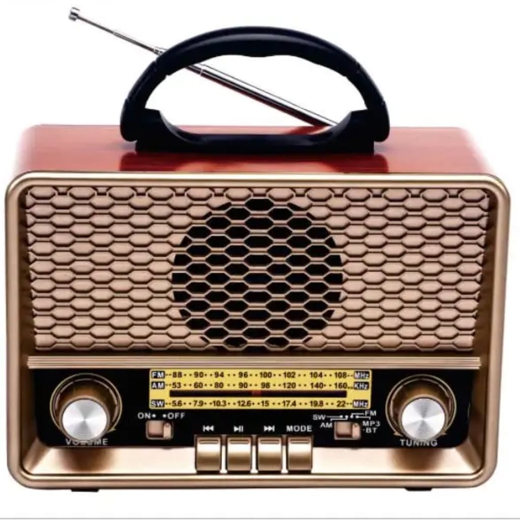 Rádio Multifuncional Am Fm BlueTooth Retrô Vintage Madeira
