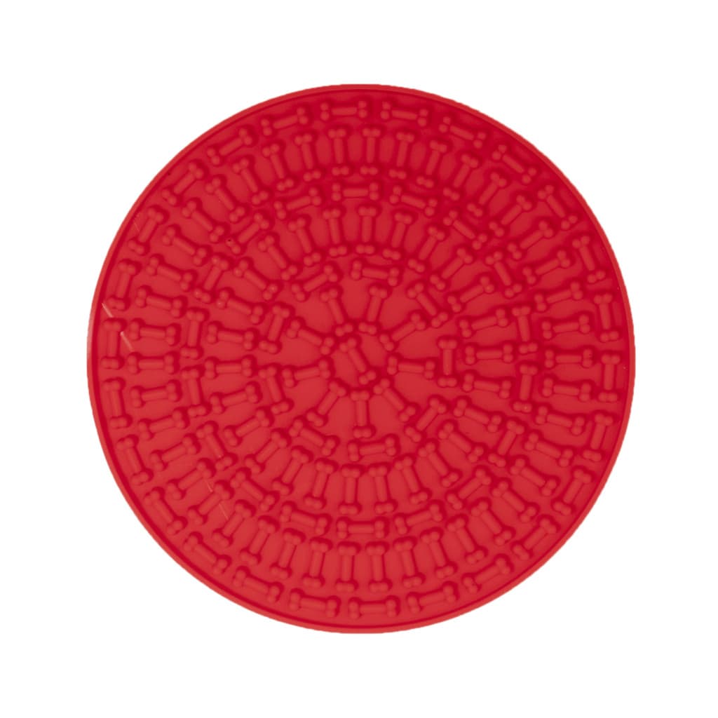 Tapete Comedouro de Lamber Silicone Lambedor Interativo Redondo Vermelho Germanhart