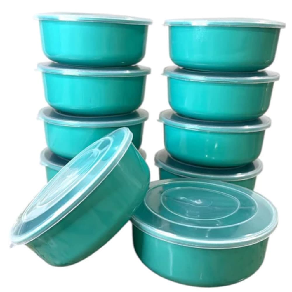 6 Pote Plástico 750 Ml Redondo C/ Tampa Marmita Salada BPA