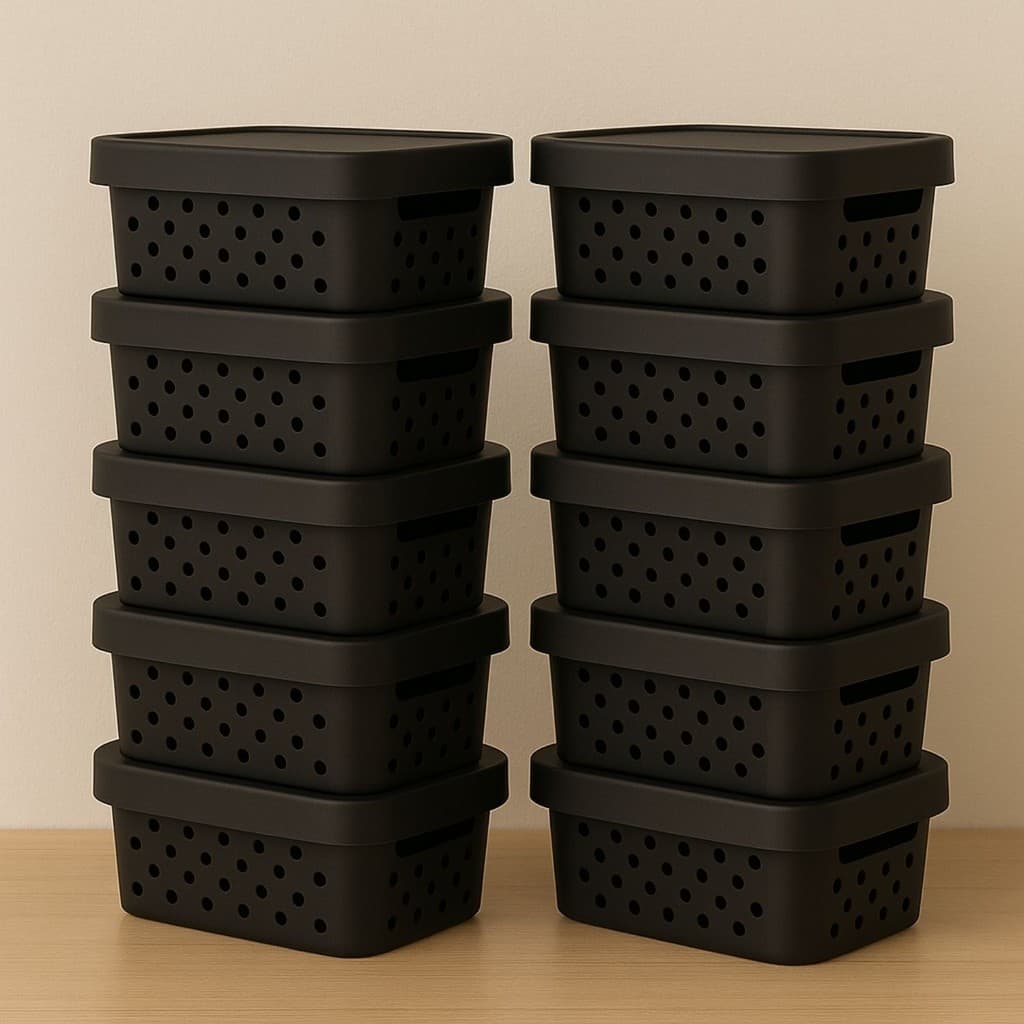 Kit 10 Cesto Organizador 2,6 Litros c/Tampa Caixa Organizadora Multiuso Varias Cores - Mixx Nova