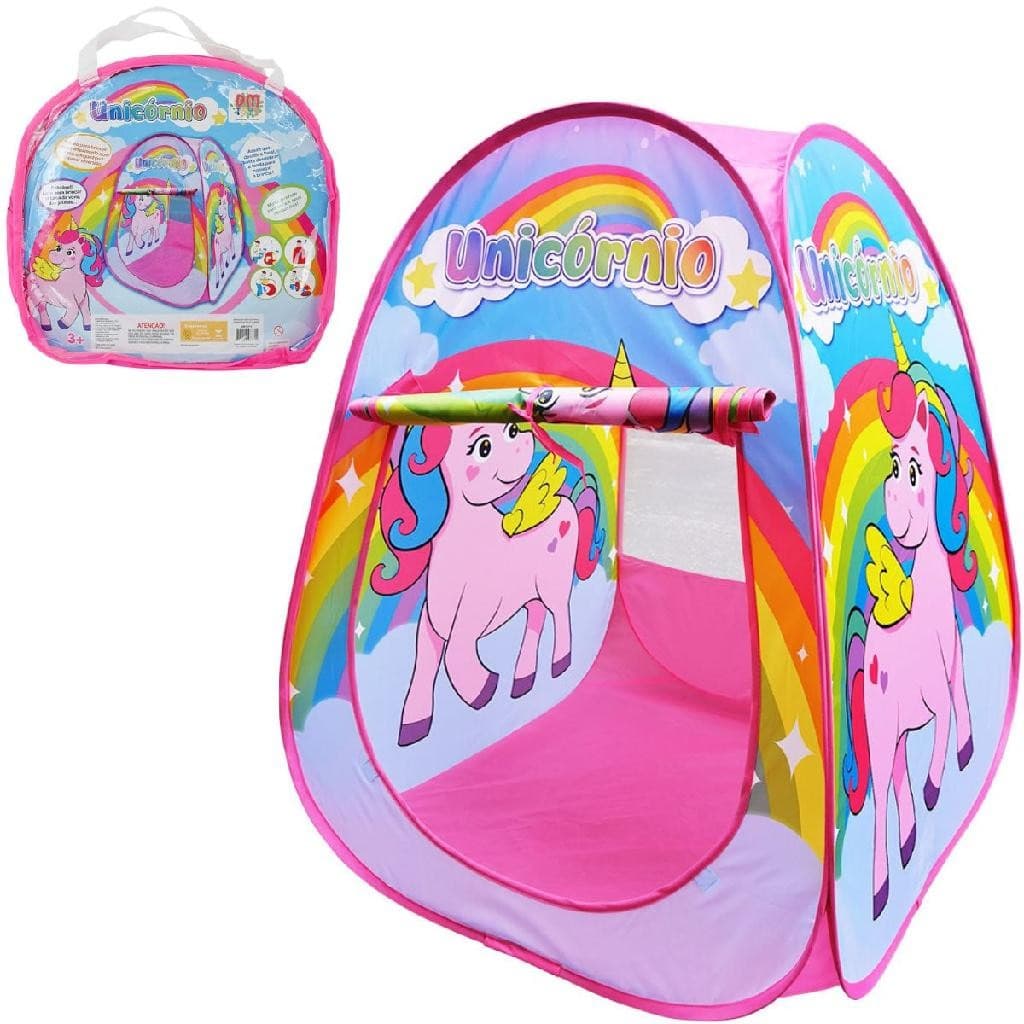 Barraca Infantil Menina Cabana Desmontável Dobrável Casinha de Unicórnio Portátil Prática