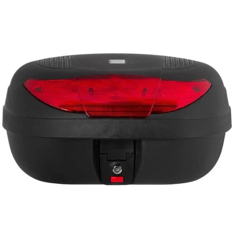 Baú Bauleto Pro Tork 45 Litros Smart Box Universal Todas As Motos Cabe 2 Capacete Preto/Vermelho Completo