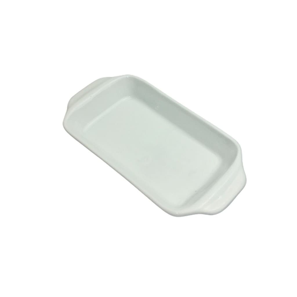 Travessa Retangular Refrataria Porcelana Branca Alça 300ml