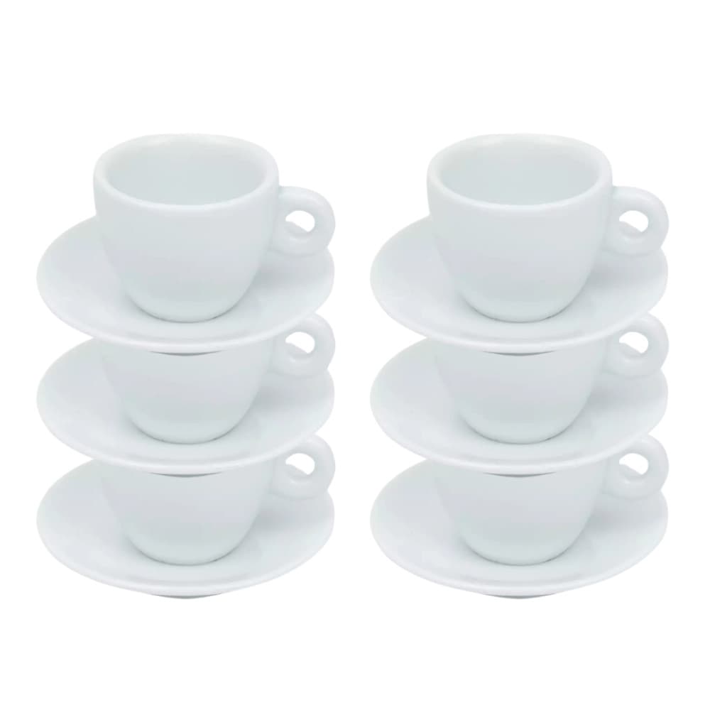 DIRETO DA FÁBRICA - Conjunto 6 Xícaras de Café com Pires 65 ml em Porcelana