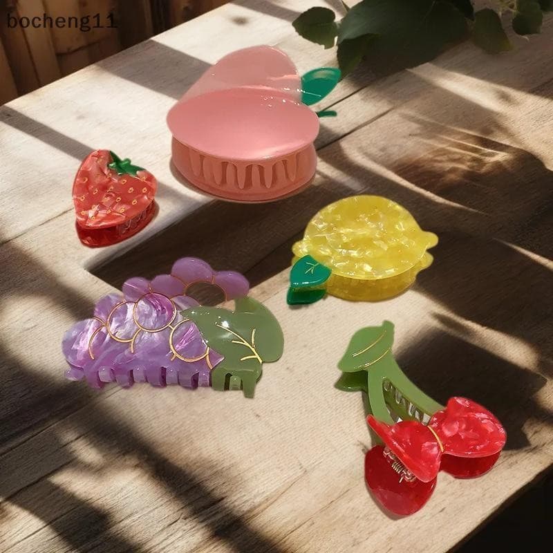 bo Presilhas De Cabelo Em Formato De Fruta , Conjunto De Clipes De Garra , Melancia , Morango , Abacate , Acessórios Div