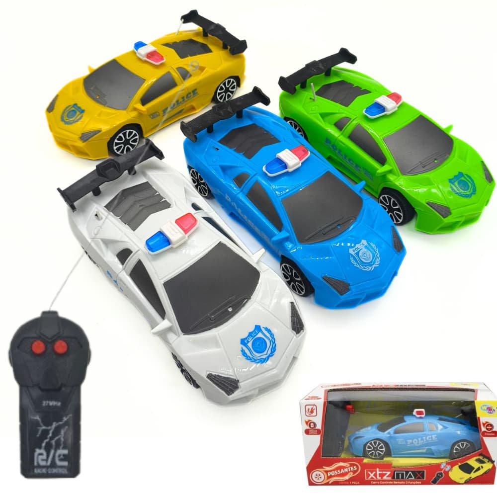 Carrinho de Policia Controle Remoto 3 Funções XTZ