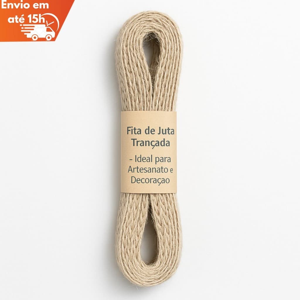 Fita de Juta Trançada 5m x 1cm – Artesanato e Decoração