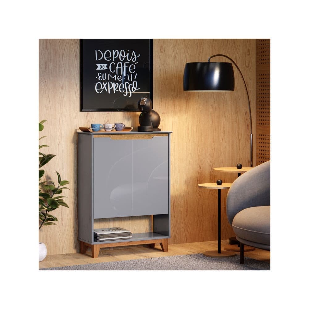 Sapateira Hall Vertical com 2 portas Flow para entrada ou quarto - Apartamento ou Casa - Cinza