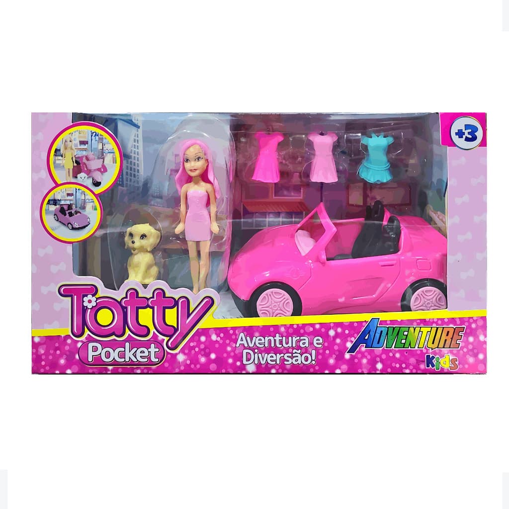 Boneca Tatty Pocket com Carro ou Moto – Brinquedo Divertido Colecionável Aventura Menina