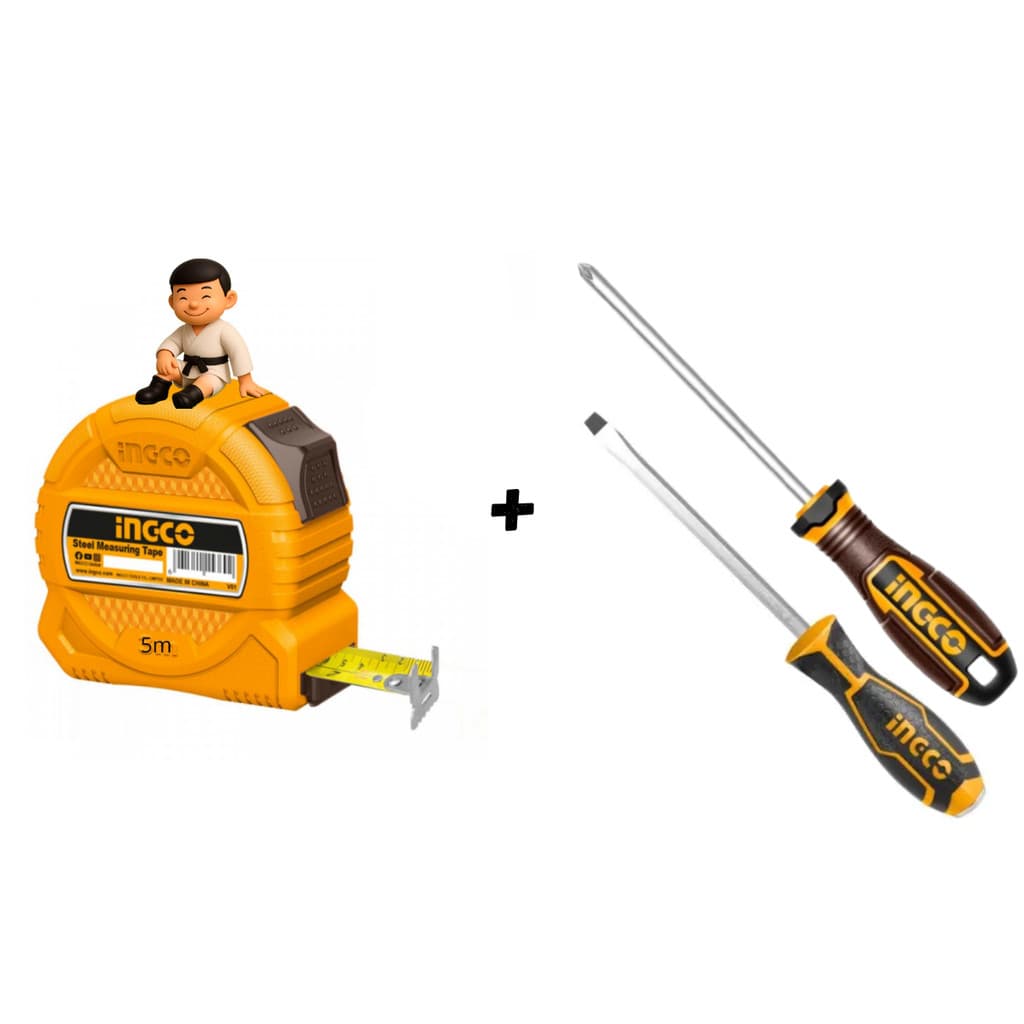 KIT INGCO TRENA 5M+CHAVE DE FENDA 3/16+CHAVE PHILIPS PH0 1/8