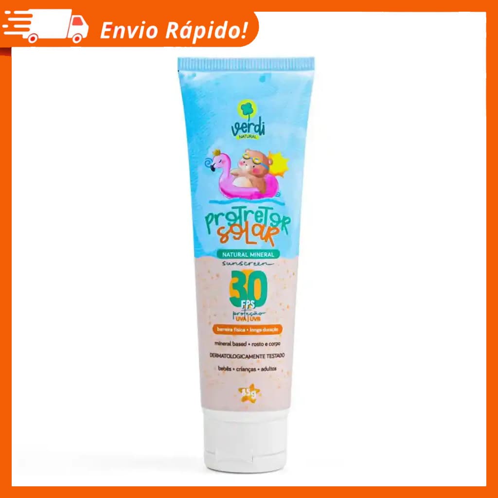 Protetor Solar Natural Físico Mineral Vegano Orgânico Bebê e Criança - Verdi Natural
