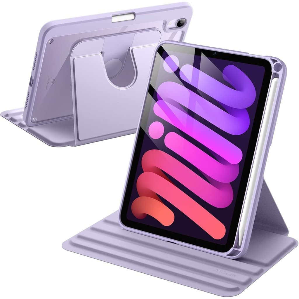 Capa Giratória Para iPad Mini (A17 Pro , Modelo 2024 , 7a Geração)/6 (2021 , 6a Com Porta-Lápis , Protetora Rotação De 3