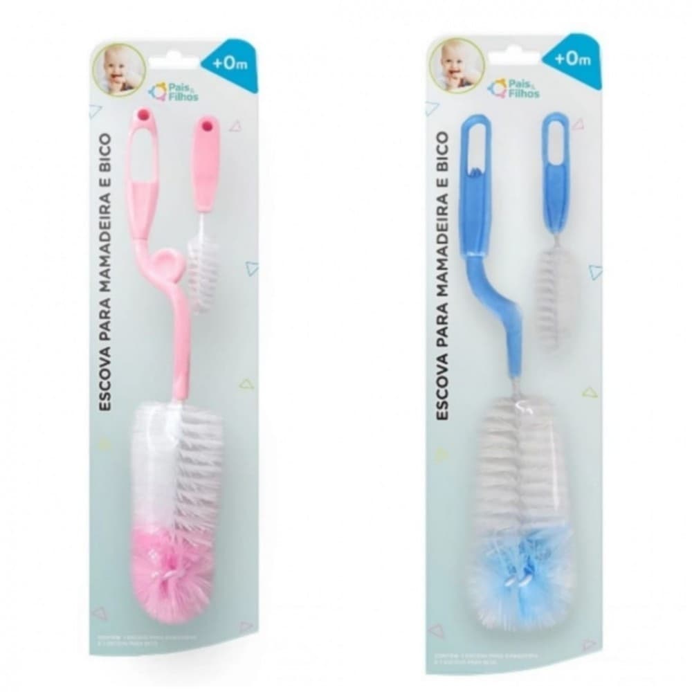 Escova Para Limpeza de Mamadeira e Bicos Pais&Filhos - Kit 2 em 1