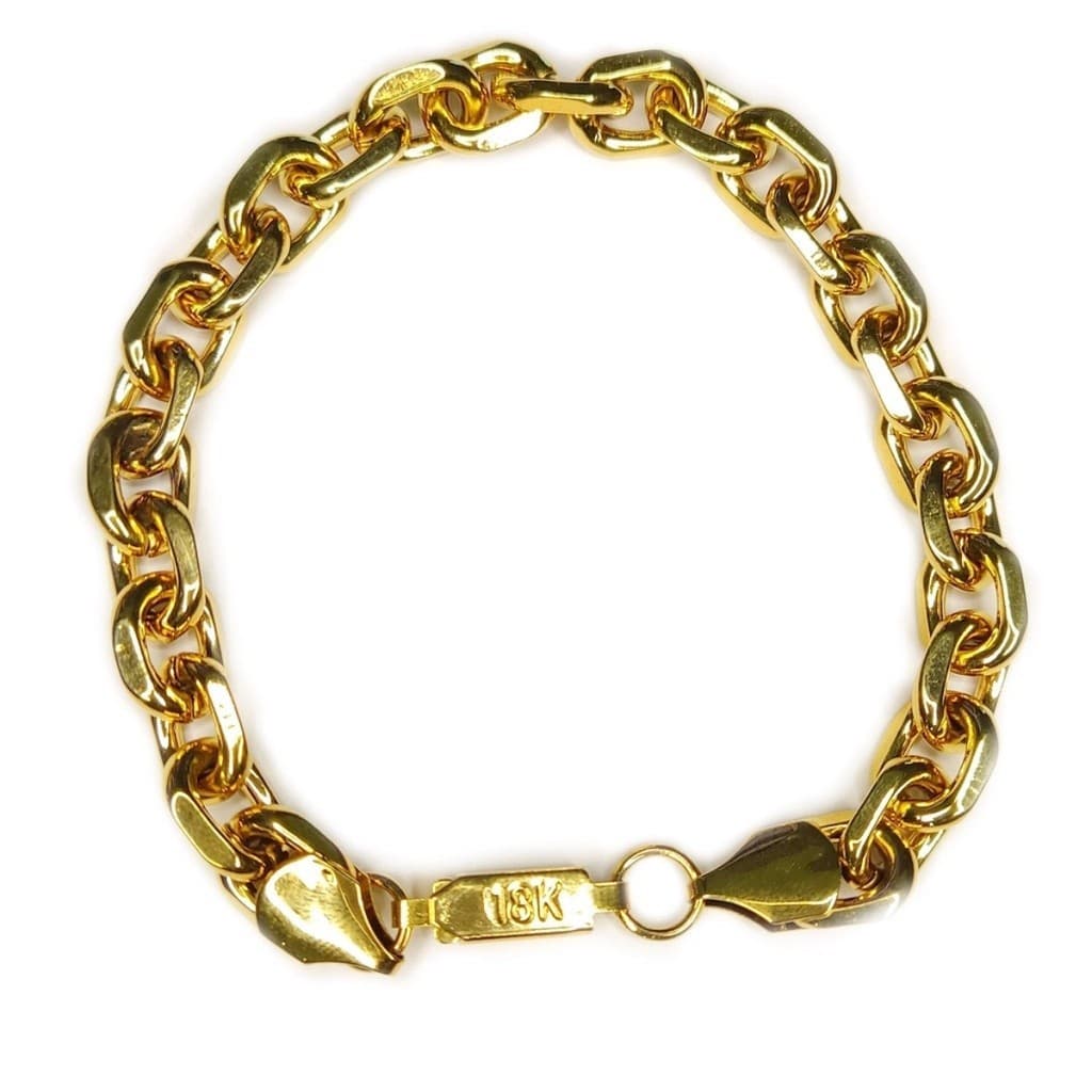 Pulseira Masculina Elos largos Aço Inox Dourado 8mm (28)