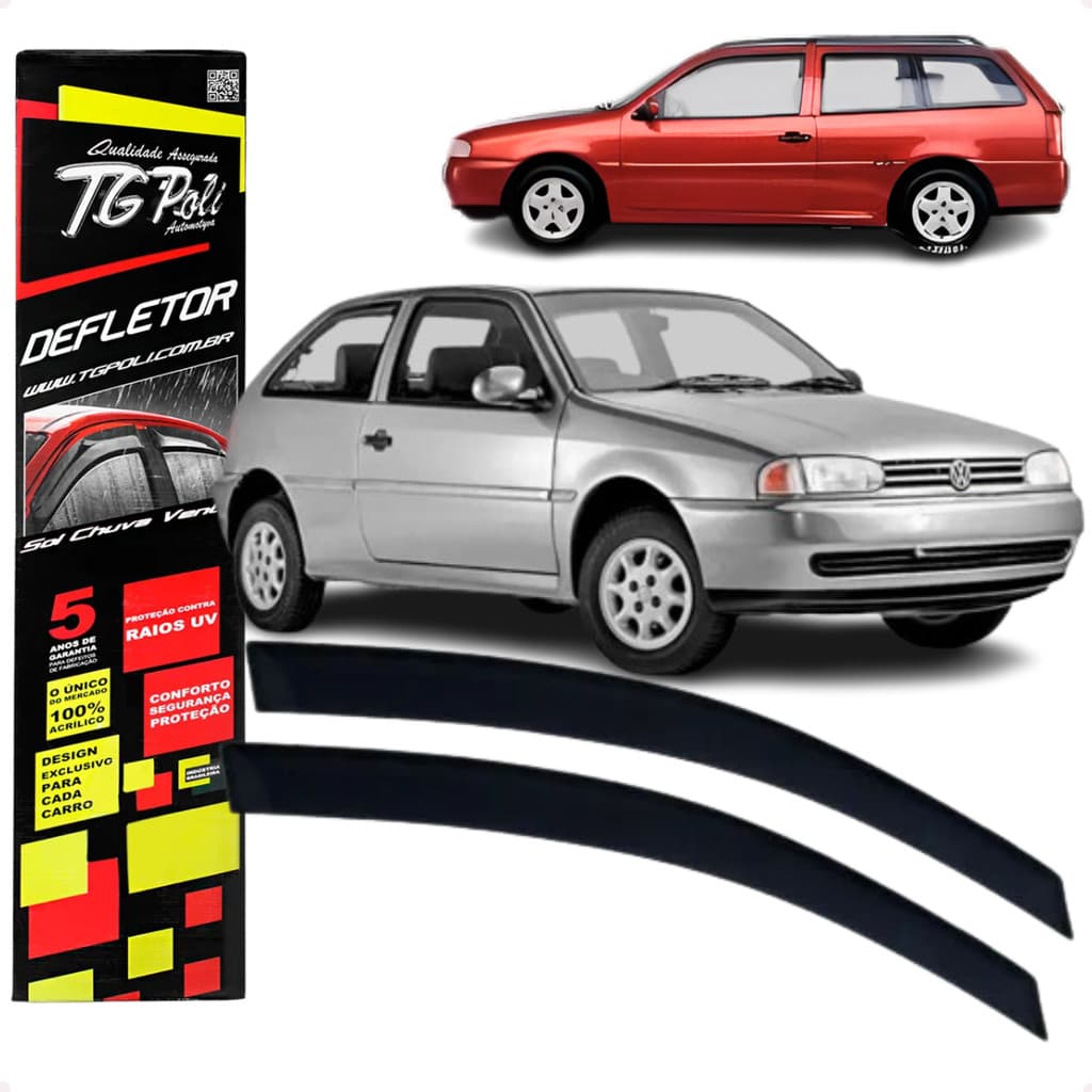Jogo Calha de Chuva Defletor Volkswagen Gol Parati 1995 Até 2014 2 Portas Original TG Poli
