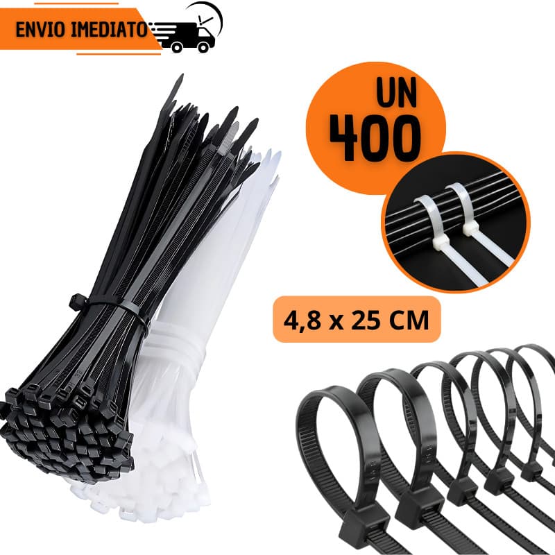 Kit 400 Abraçadeira Nylon 4,8x25 Enforca Gato Cintas Plásticas