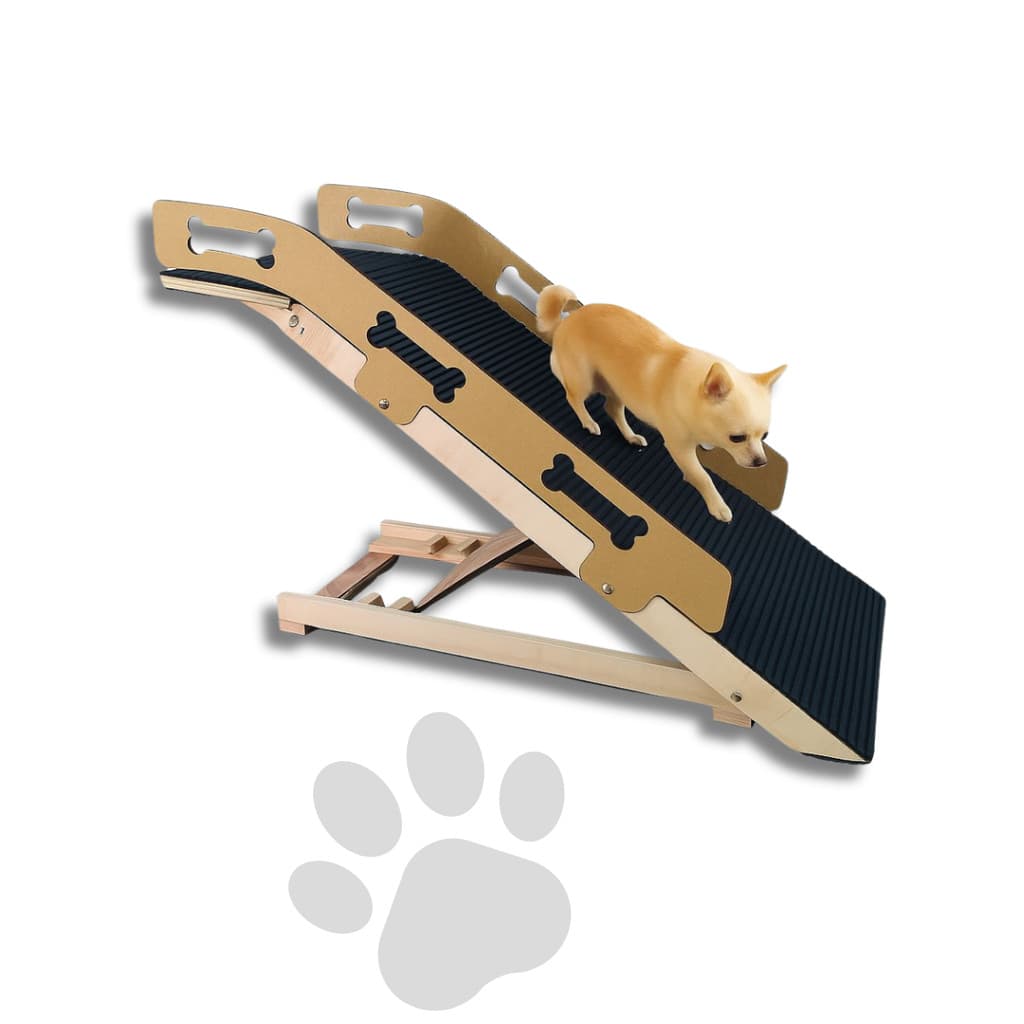 Rampa Pet Antiderrapante Com Patamar Ajustável e 2 Grades de Proteção
