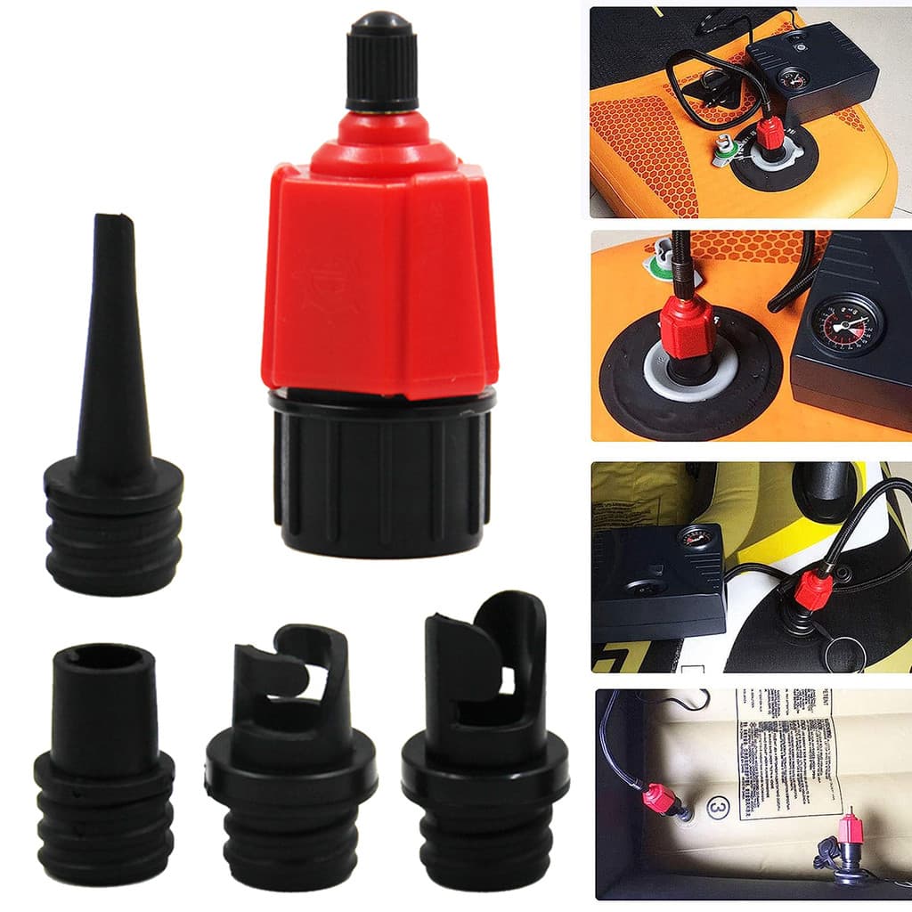 1 Conjunto Adaptador De Bomba De Ar Inflável Borracha Barco Pneu Compressor Conversor Acessórios Do (1 Conector + 4 Cabe