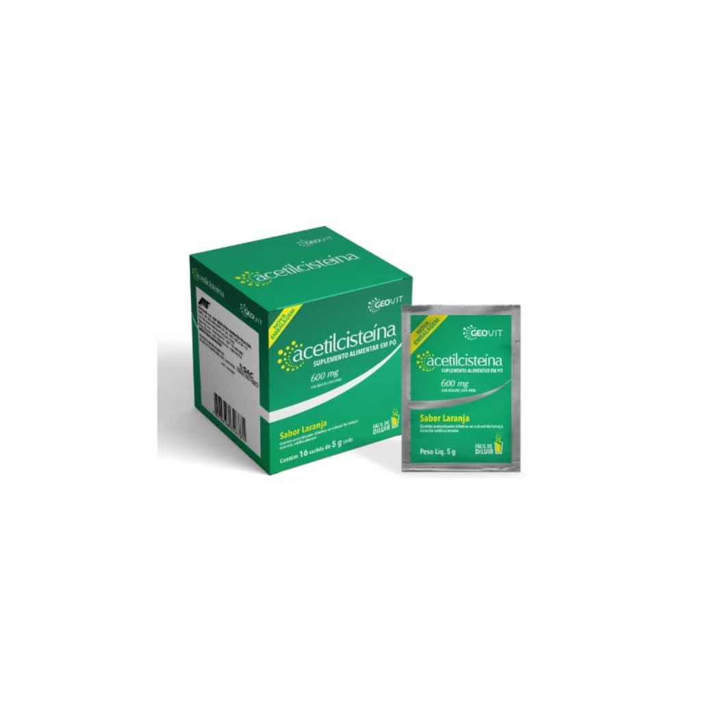 acetilcisteina 600mg c/ 16 envelopes cada sabor laranja