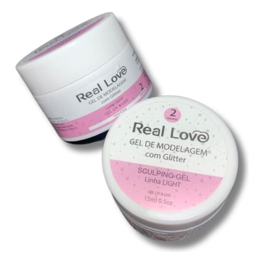 Gel De Unhas P/ Modelagem 15ml - Real Love Light Com Glitter