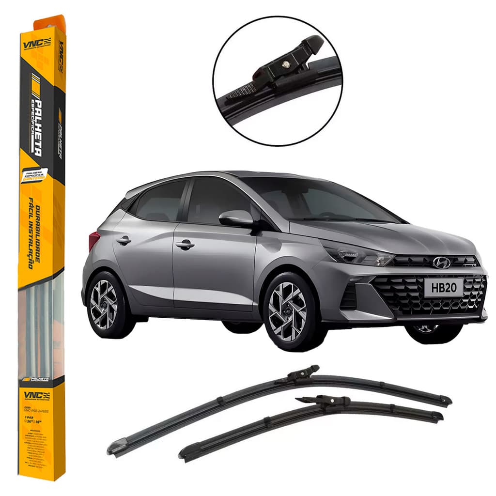 Par Palhetas Limpador de Parabrisa Dianteiro para Novo Hyundai HB20 2020 2021 2022 2023 2024