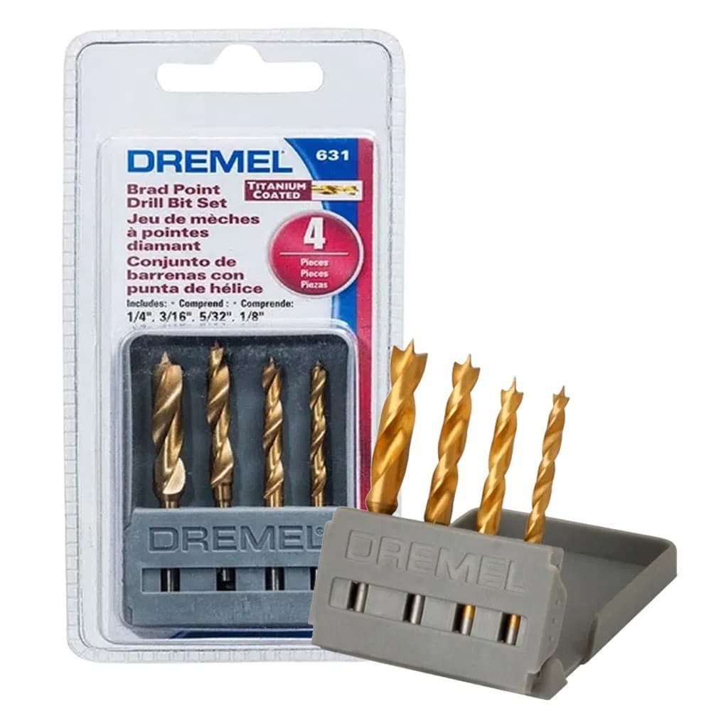 Jogo de Brocas de Titanio com 4 Peças Para Micro Retifica 631 Dremel 26150631AA