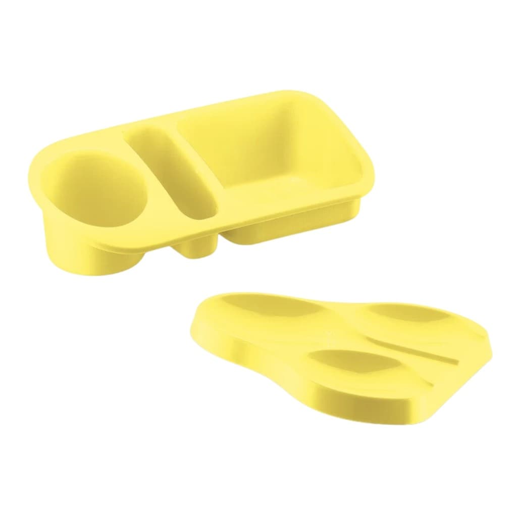 Kit Suporte Para Colher 3 Lugares Uz325 e Porta Detergente Esponja Bucha Sabão Uz322 - Amarelo Claro