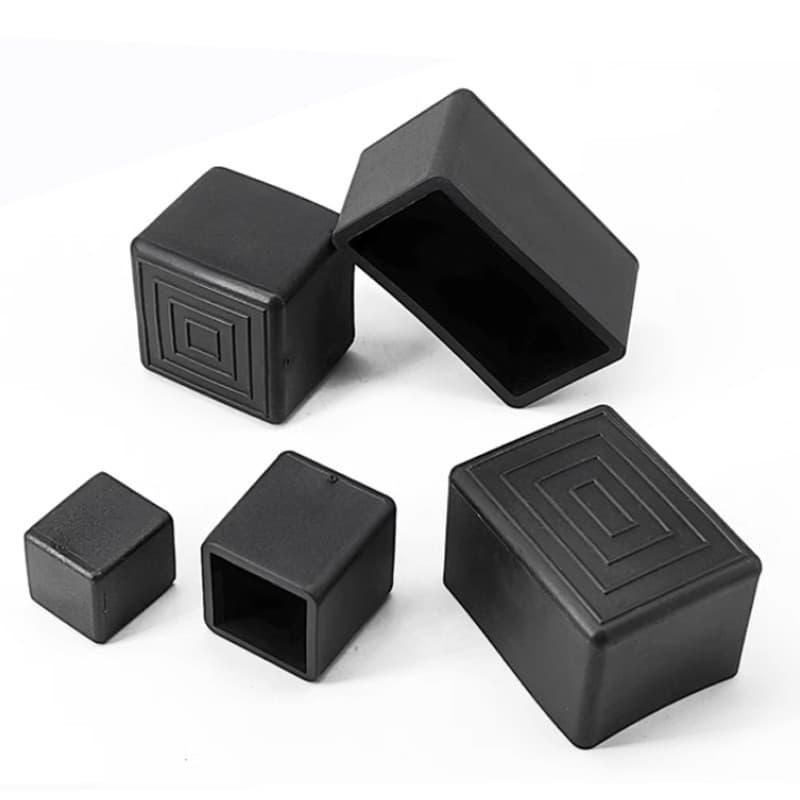 Preto Quadrado Cadeira Perna Tampas PVC Antiderrapante Mesa Pé Poeira Capa Meias Protetor De Chão Almofadas Tubo Plugues