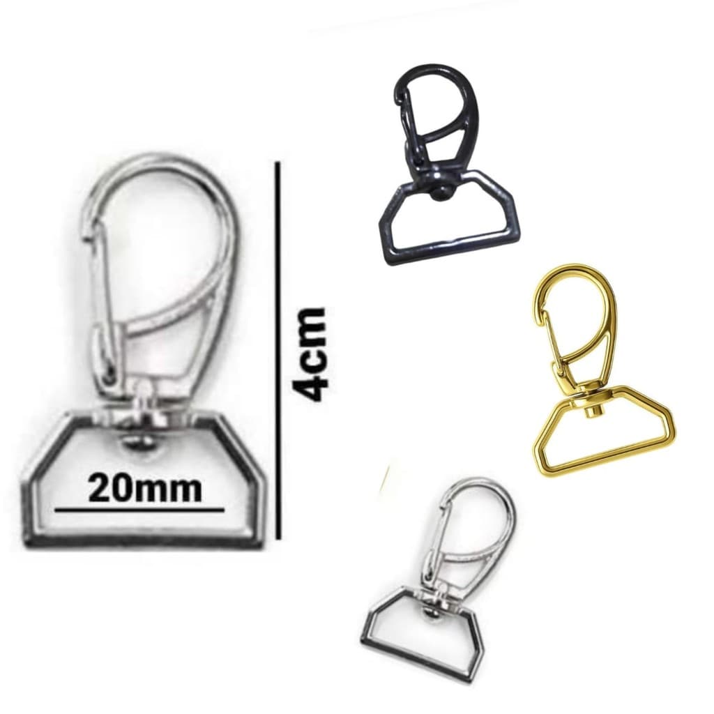 Mosquetão para Bolsa 20mm Prata ou Dourado 2cm para Bolsas - 10 UNIDADES-