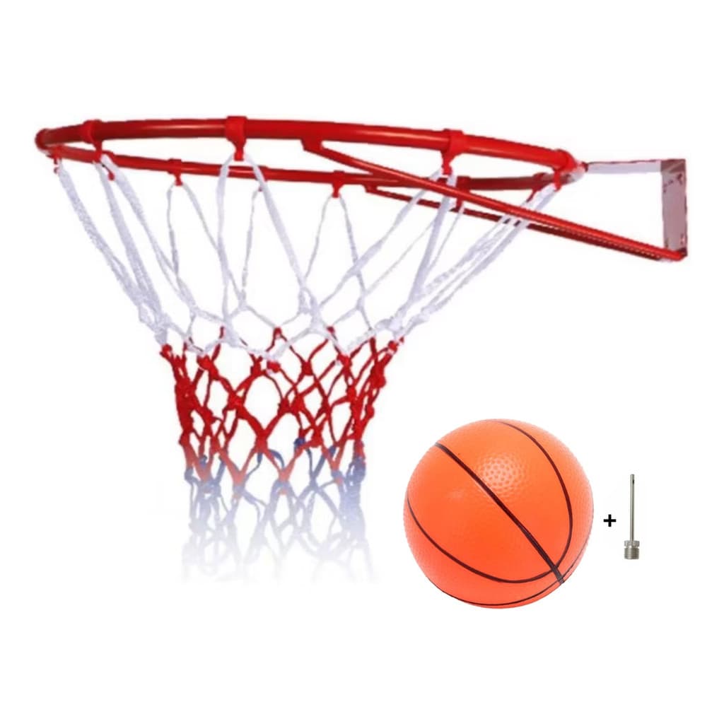 Cesta de Basquete Infantil com Bola 20cm Aro de Ferro 36cm + Rede Colorida – Americanize Brasil