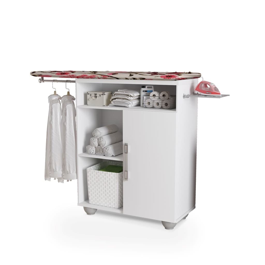 TABUA DE PASSAR JUNIOR COM CABIDEIRO E PORTA FERRO – BRANCO