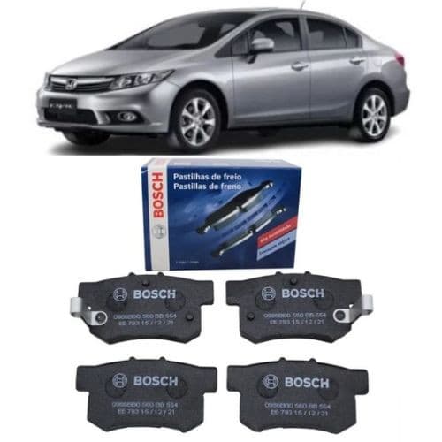 Pastilha TRASEIRA de Freio Civic 2.0 2008 2009 2010 2011 2012 2013 2014 2015 2016 Bosch Original