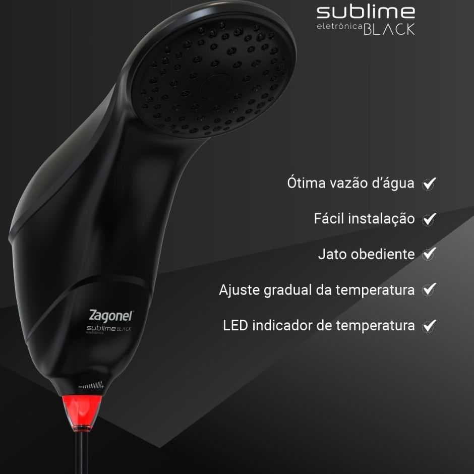 Ducha Eletrica Sublime 7500w X 220v - Black - Zagonel