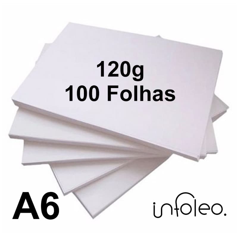 Papel Offset A6 120g 10,5x14,8cm Branco - 100 Folhas