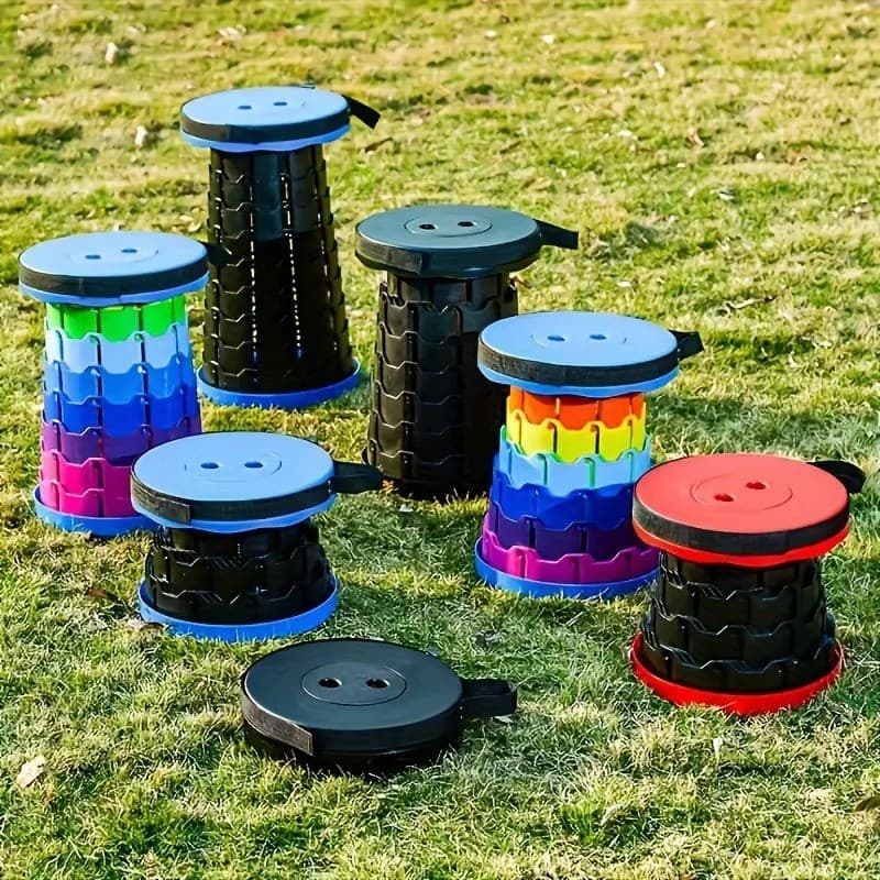Banqueta Banco Retrátil Portátil com Alça Telescópica Banquinho Dobrável Ajustável Pesca Camping