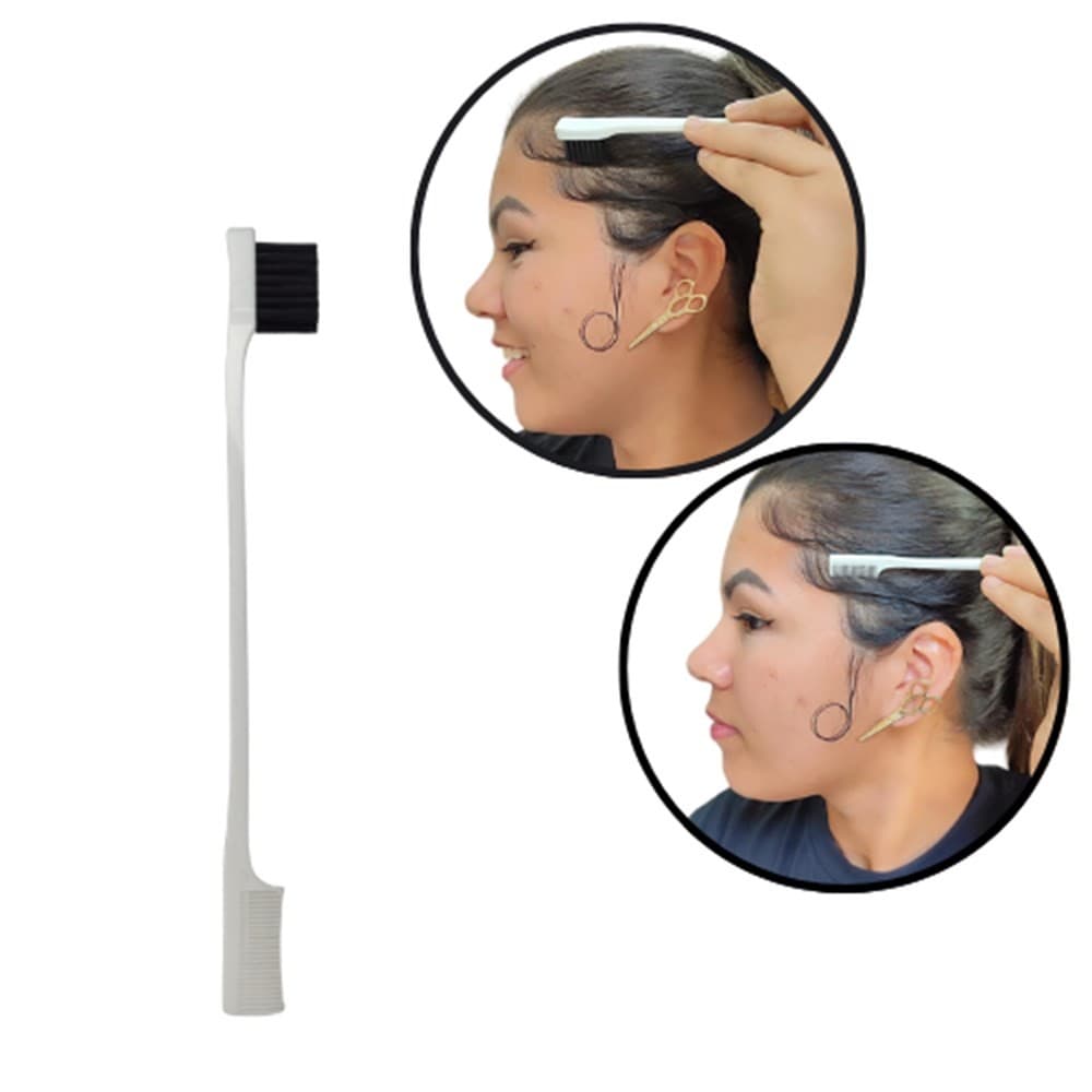 Escovinha para Finalização de Baby Hair 2 em 1 Branca cod 1016
