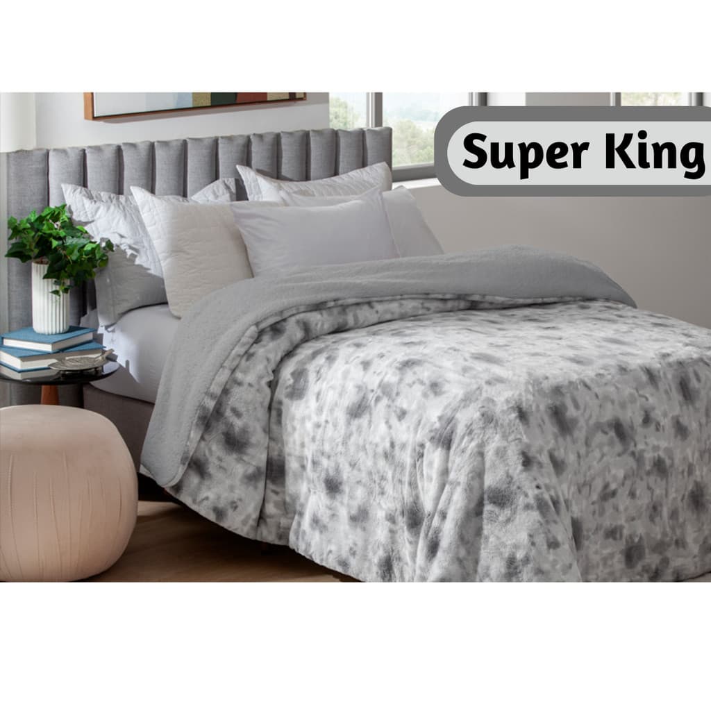 Edredon Jolitex Dupla Face c/ Sherpa  Macia e Quentinha Super King 2,40x2,60m Pashimina Cinza Opala