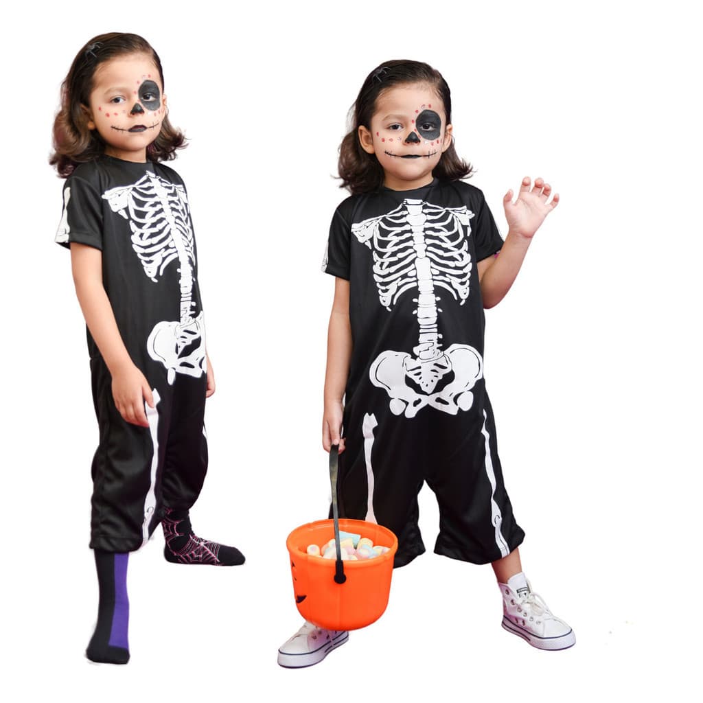 Fantasia De Caveira  Esqueleto Infantil Com Mascara Festa dia Das Bruxas- Envio rapido