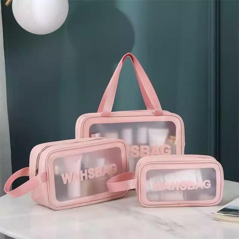 Kit 3 Bolsas Necessaires Wahsbag Transparente À Prova d’água
