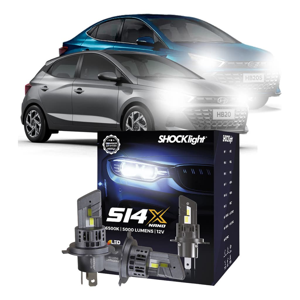 Kit Lampadas Ultra Led S14x 6500k Anti Erro Novo Hyundai Hb20 2020 2021 2022 2023 2024 2025 H19 Farol Alto Baixo