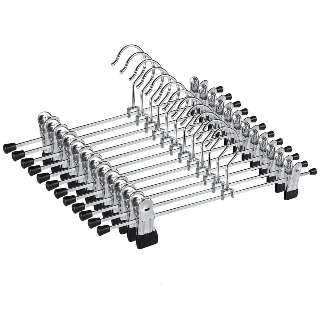 Kit 6 Cabide De Metal Com Pinças Ajustáveis Antiferrugem