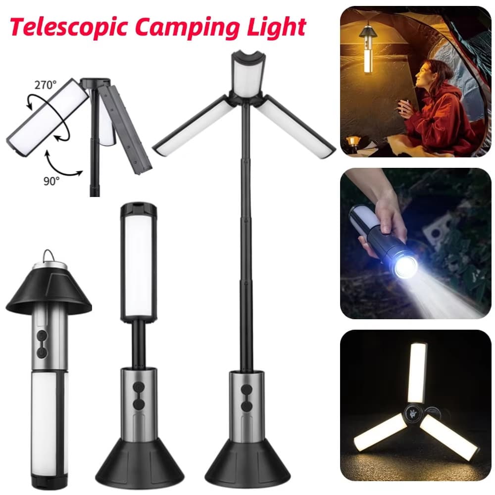Luzes de acampamento dobráveis de três formas Luzes atmosféricas portáteis ao ar livre para barraca