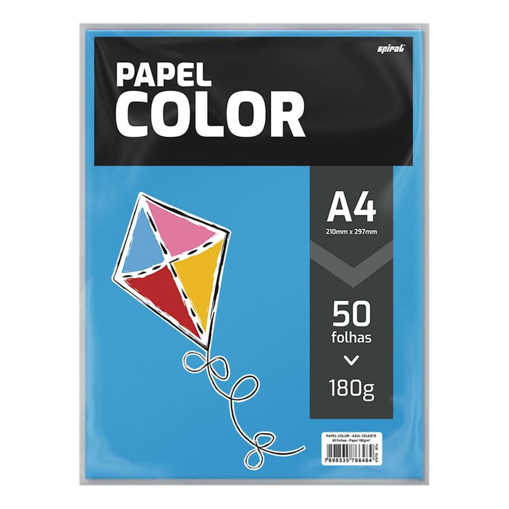 Papel 180g 210x297 A4, Color Azul Celeste, Spiral 50 Fl