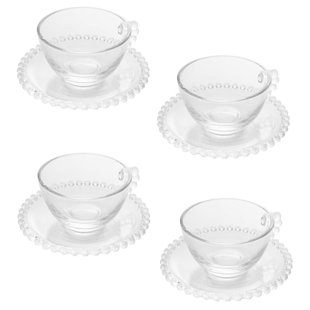Jogo 4 Xícaras de Café com Pires em Cristal Pearl Wolff 180ml Jogo de Chá