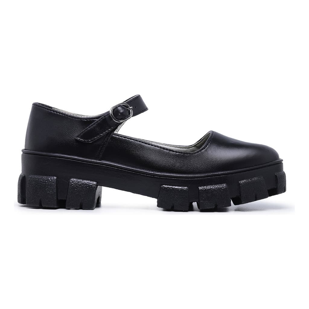 Sapato Mary Jane Feminino Solado Tratorado Com Fivela